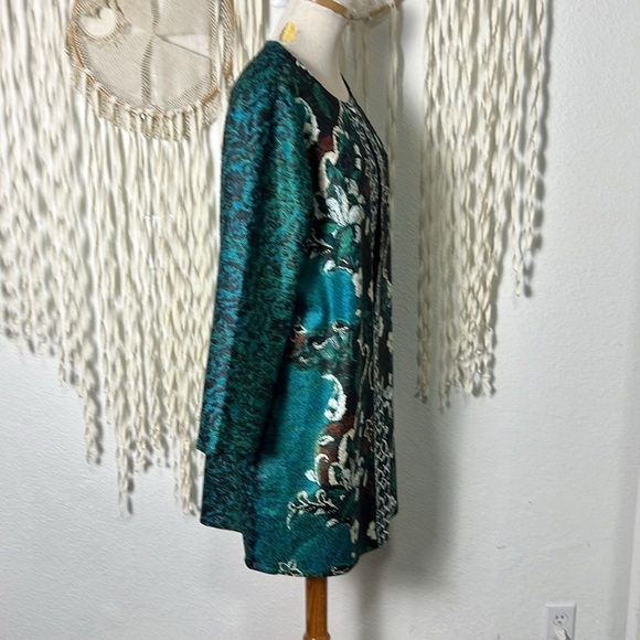 Chico’s Travelers Collection Mixed Print Crushed Jacket With Hook Closure Size L - Picture 5 of 16